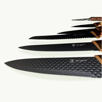 Kitchen Knife Set with Built-In Sharpener – 6 Pcs