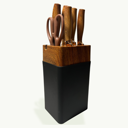 Kitchen Knife Set with Built-In Sharpener – 6 Pcs