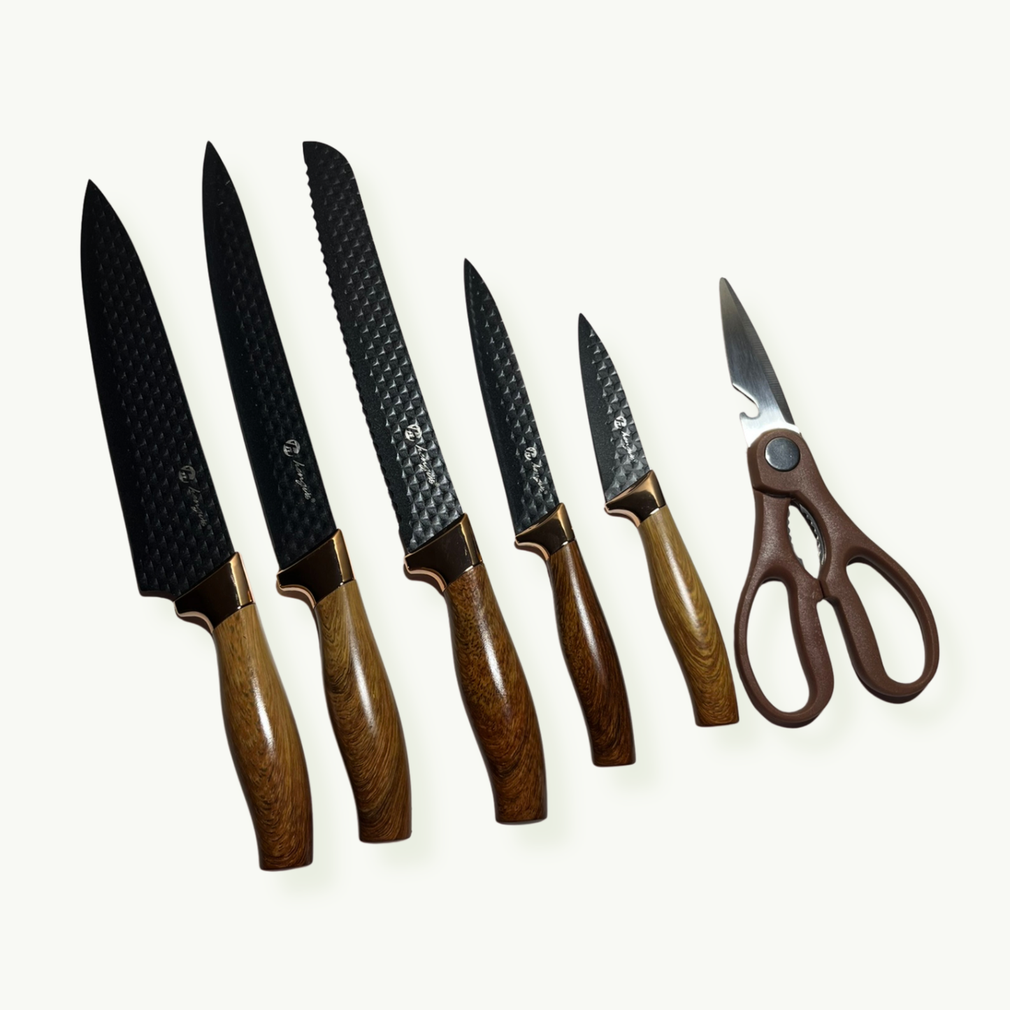 Kitchen Knife Set with Built-In Sharpener – 6 Pcs